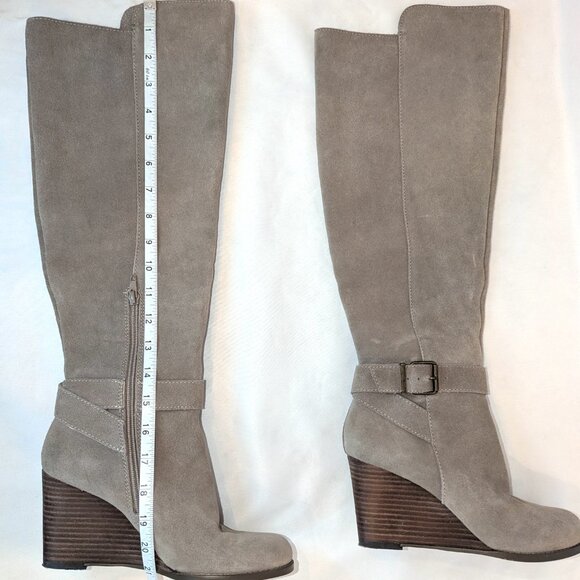 Sole Society | Knee High Suede Leather Boots "Paloma" Gray Beige	| Size 7M - Picture 15 of 16